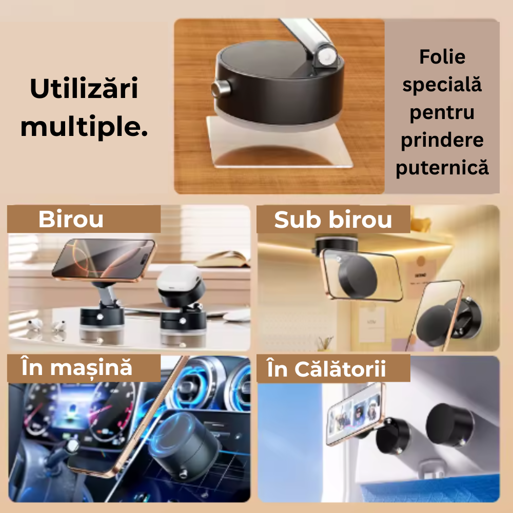 Suportul Magnetico-Ventuză: Fixare Perfectă, Mobilitate Totală