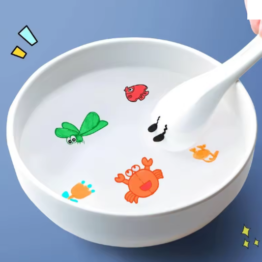 Kit magic „Desene plutitoare” – set carioci + linguriță ceramică