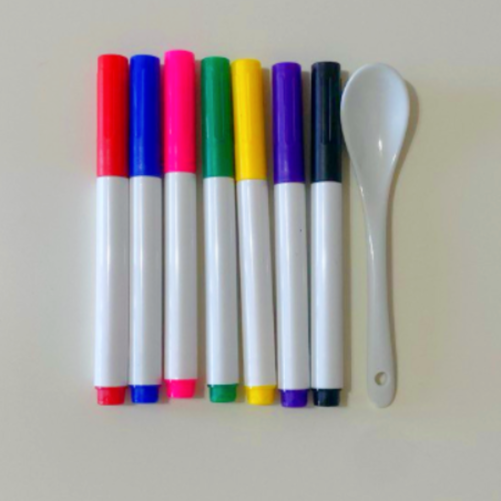 Kit magic „Desene plutitoare” – set carioci + linguriță ceramică